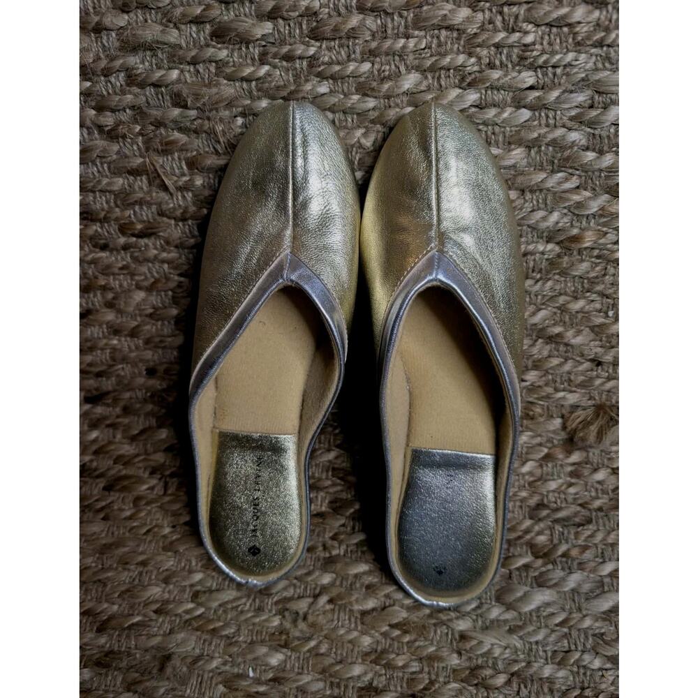 Jacques Levine Womens Gold Silver Slippers Shoes Flats Made in Spain Size 7 A